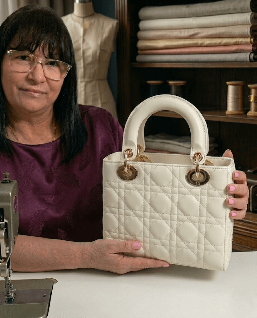 Bnieves trabajando en su estudio de costura